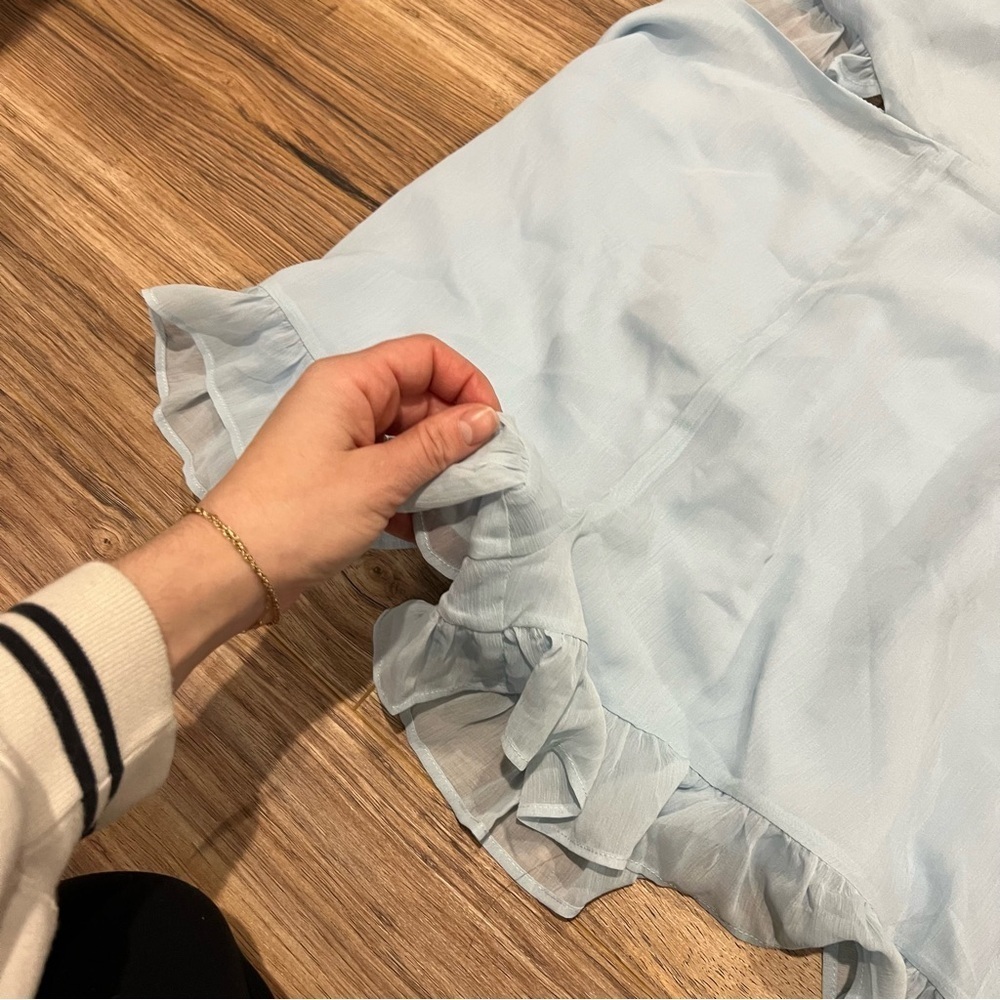 Revolve Tularosa Thea Halter Ruffle Romper in Baby Blue - Picture 6 of 10